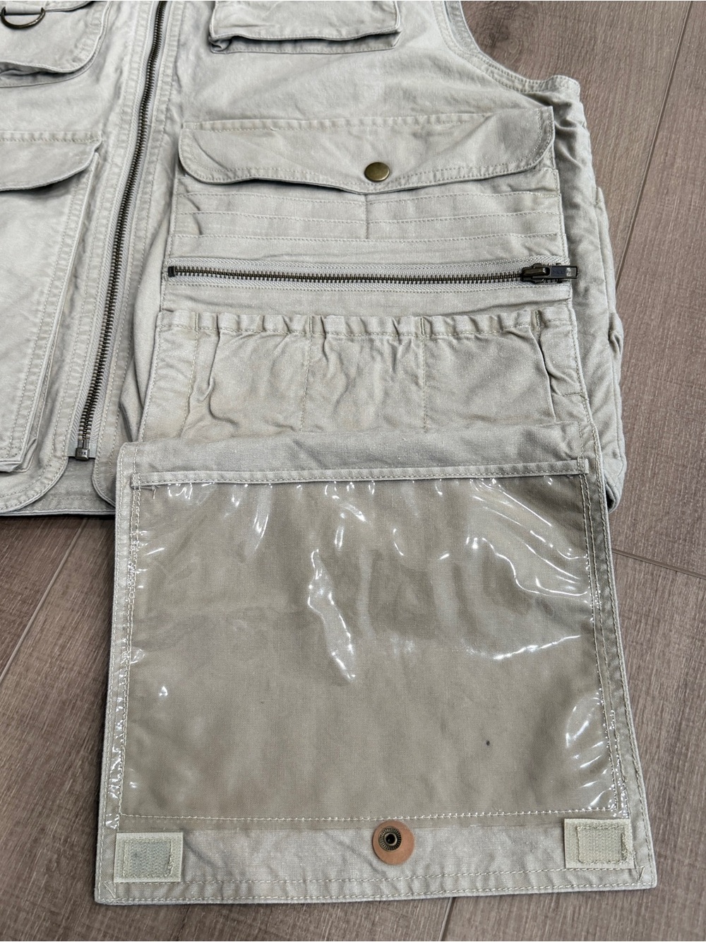 Vintage 80s EMS Fishing Vest Sz Medium Beige Tons Of Pockets Thick Cotton Zip - Picture 9 of 14